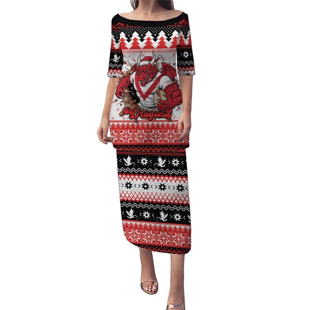 Illawarra Dragons Fire Personalised Puletasi Christmas Rugby League Spirit - Aussie Hoodie