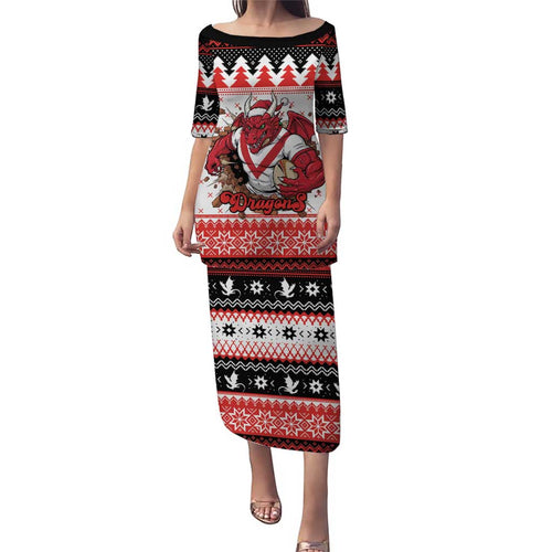 Illawarra Dragons Fire Personalised Puletasi Christmas Rugby League Spirit - Aussie Hoodie