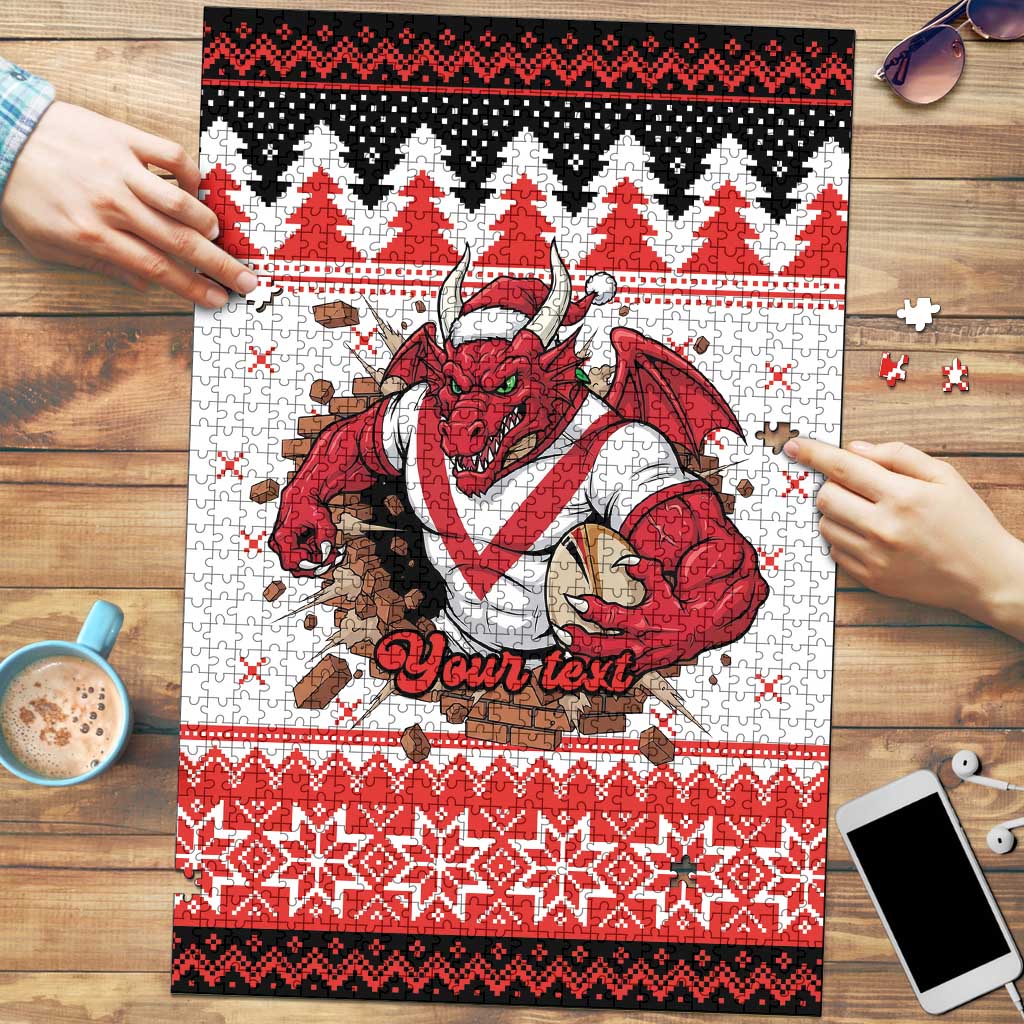 Illawarra Dragons Fire Personalised Puzzle Christmas Rugby League Spirit - Aussie Hoodie