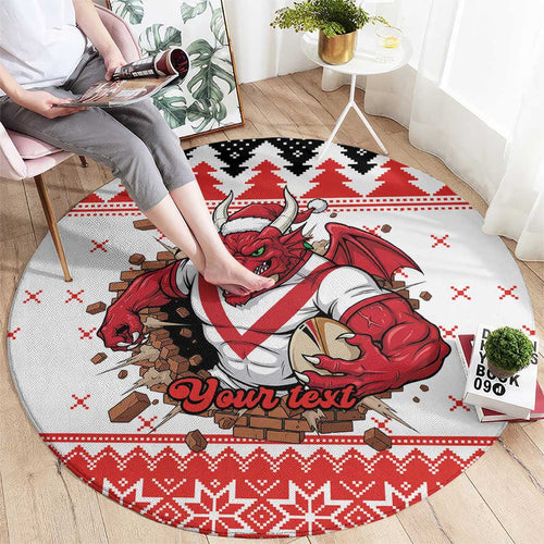 Illawarra Dragons Fire Personalised Round Carpet Christmas Rugby League Spirit - Aussie Hoodie