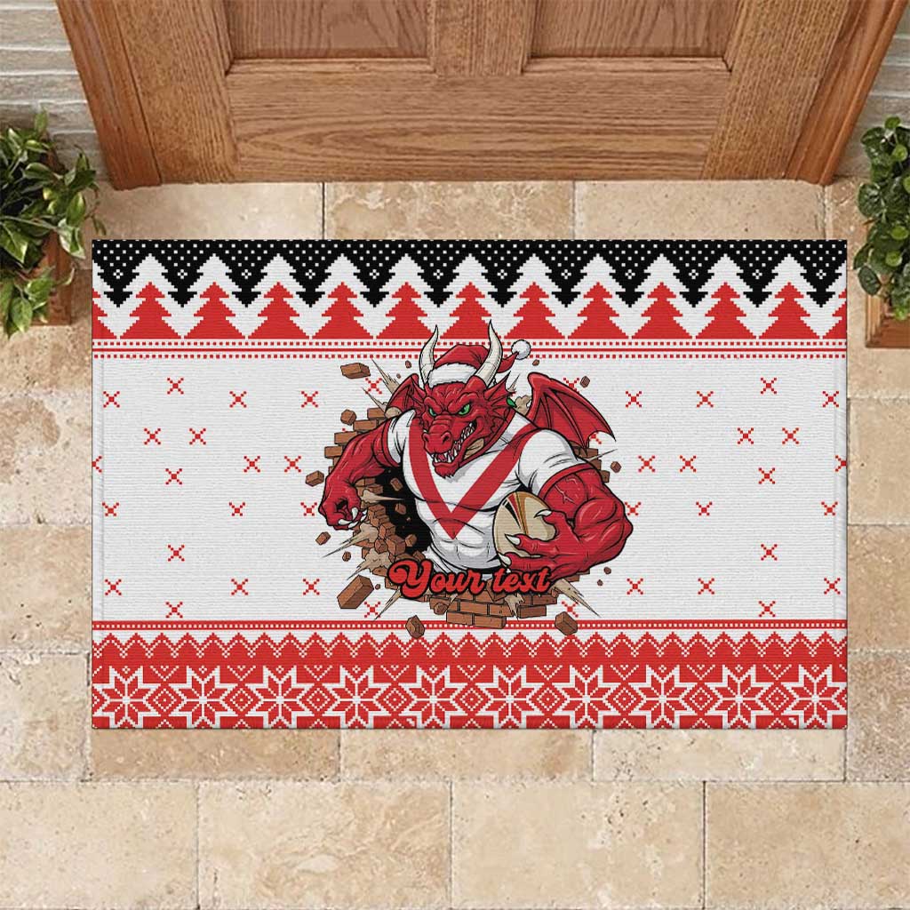 Illawarra Dragons Fire Personalised Rubber Doormat Christmas Rugby League Spirit - Aussie Hoodie