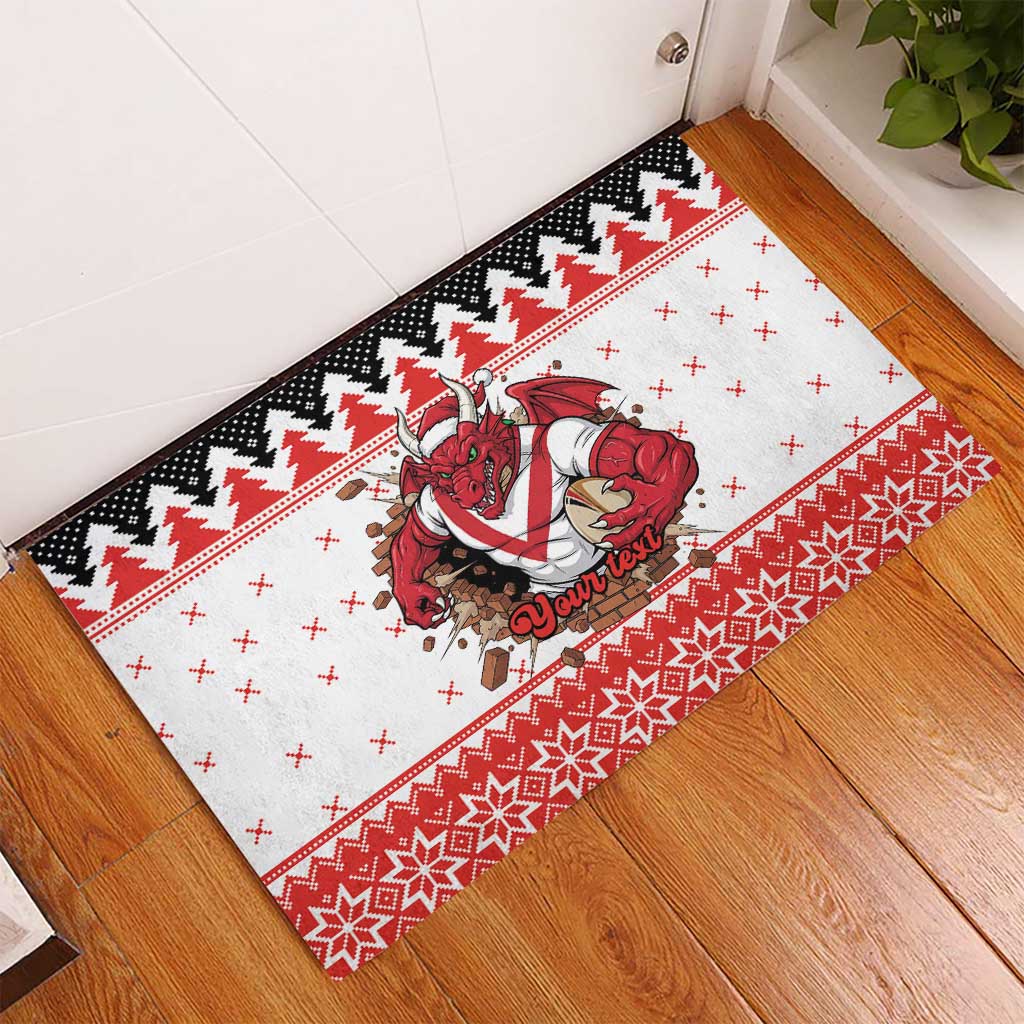 Illawarra Dragons Fire Personalised Rubber Doormat Christmas Rugby League Spirit - Aussie Hoodie