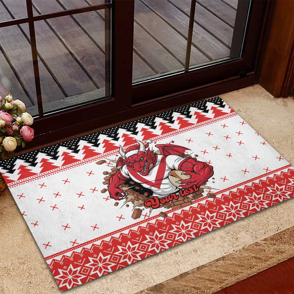 Illawarra Dragons Fire Personalised Rubber Doormat Christmas Rugby League Spirit - Aussie Hoodie