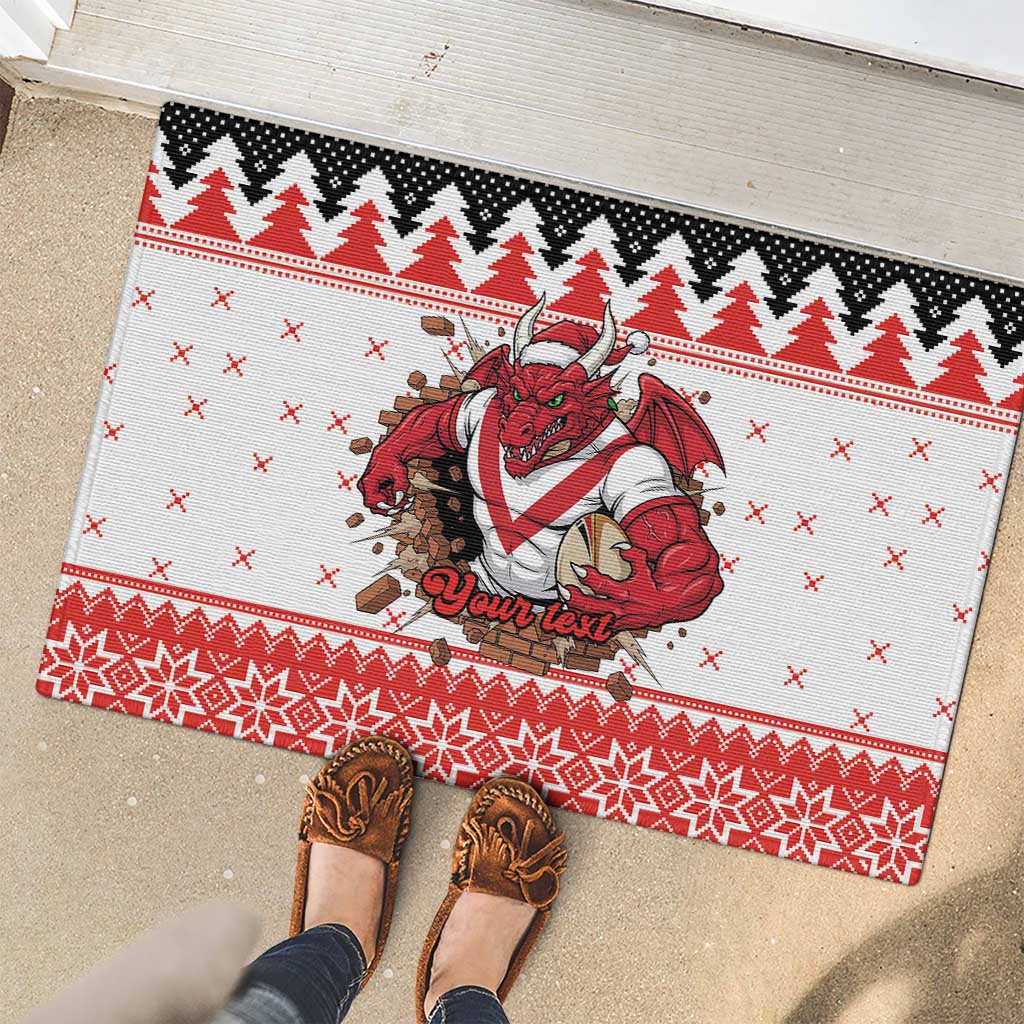 Illawarra Dragons Fire Personalised Rubber Doormat Christmas Rugby League Spirit - Aussie Hoodie