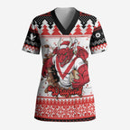 Illawarra Dragons Fire Personalised Scrub Top Christmas Rugby League Spirit - Aussie Hoodie