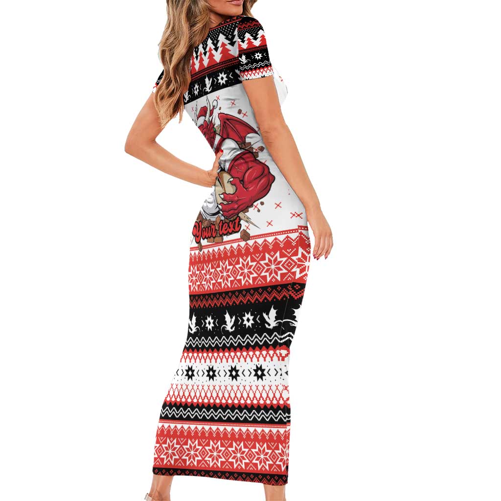 Illawarra Dragons Fire Personalised Short Sleeve Bodycon Dress Christmas Rugby League Spirit - Aussie Hoodie