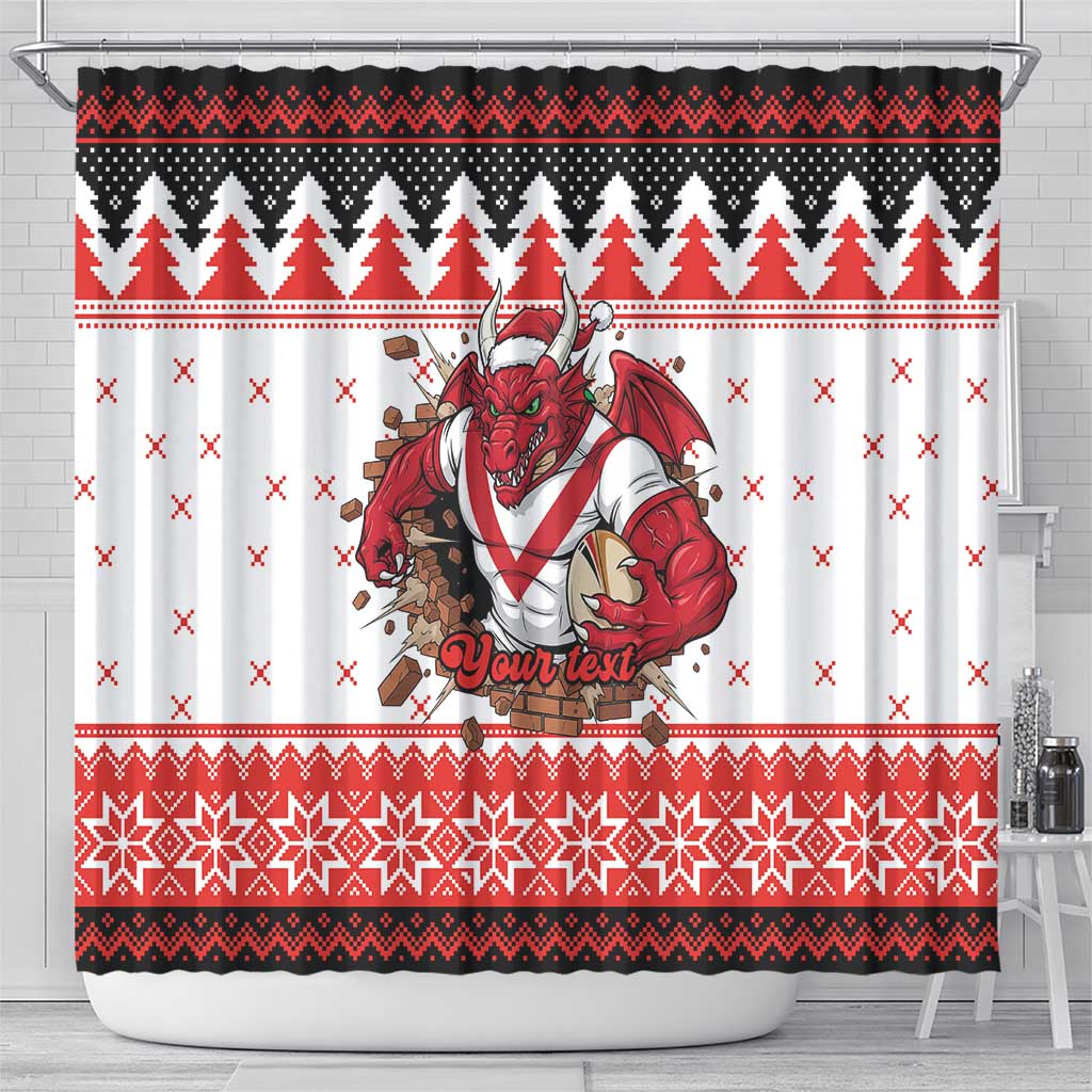 Illawarra Dragons Fire Personalised Shower Curtain Christmas Rugby League Spirit - Aussie Hoodie