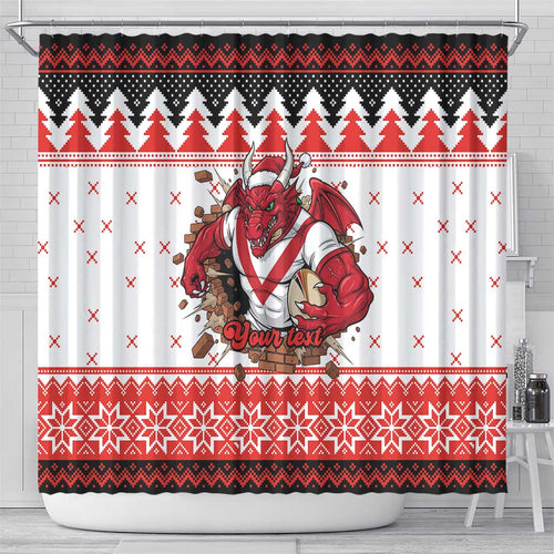 Illawarra Dragons Fire Personalised Shower Curtain Christmas Rugby League Spirit - Aussie Hoodie