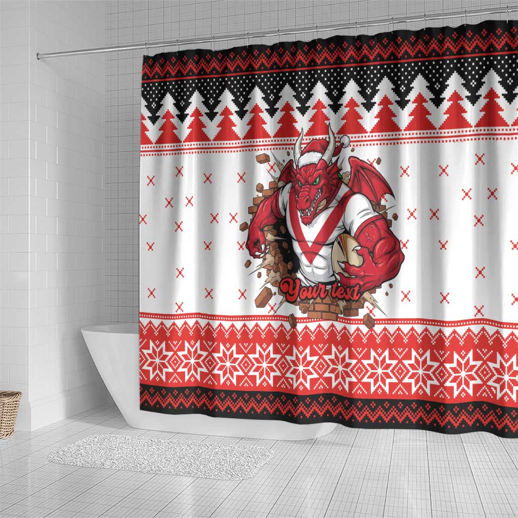 Illawarra Dragons Fire Personalised Shower Curtain Christmas Rugby League Spirit - Aussie Hoodie