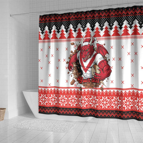 Illawarra Dragons Fire Personalised Shower Curtain Christmas Rugby League Spirit - Aussie Hoodie