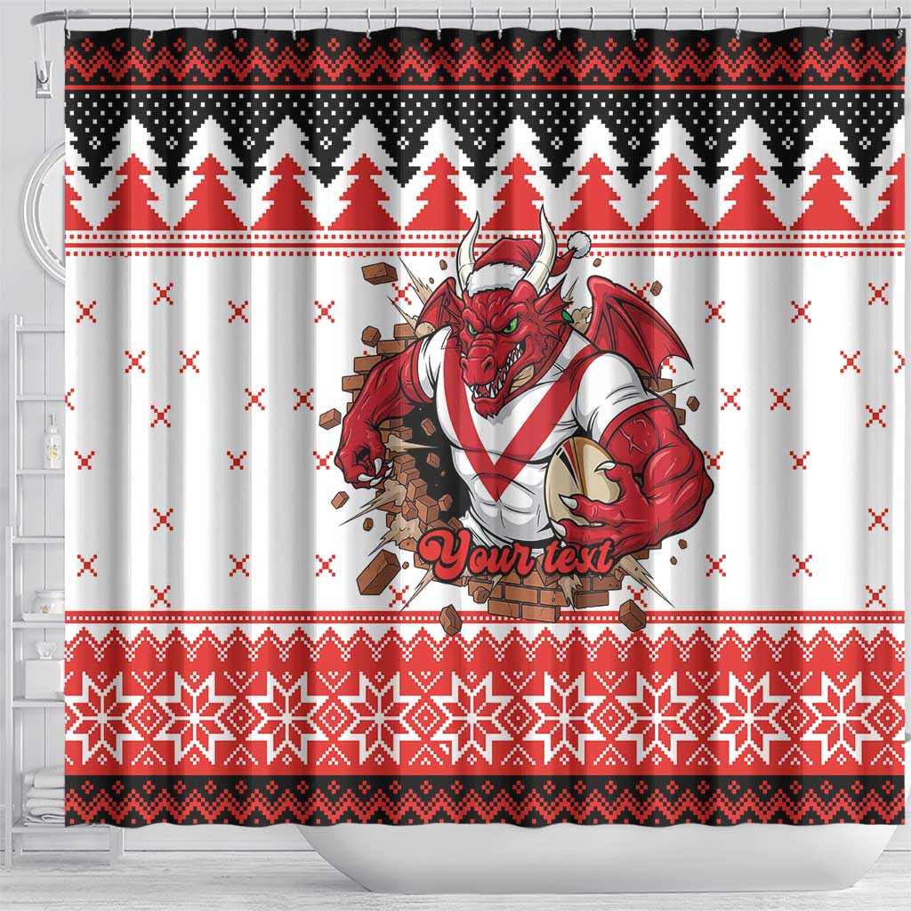 Illawarra Dragons Fire Personalised Shower Curtain Christmas Rugby League Spirit - Aussie Hoodie