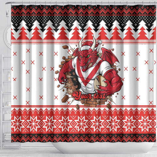 Illawarra Dragons Fire Personalised Shower Curtain Christmas Rugby League Spirit - Aussie Hoodie
