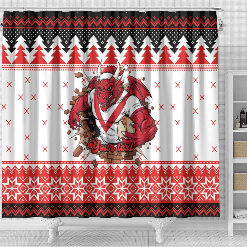 Illawarra Dragons Fire Personalised Shower Curtain Christmas Rugby League Spirit - Aussie Hoodie