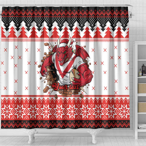 Illawarra Dragons Fire Personalised Shower Curtain Christmas Rugby League Spirit - Aussie Hoodie