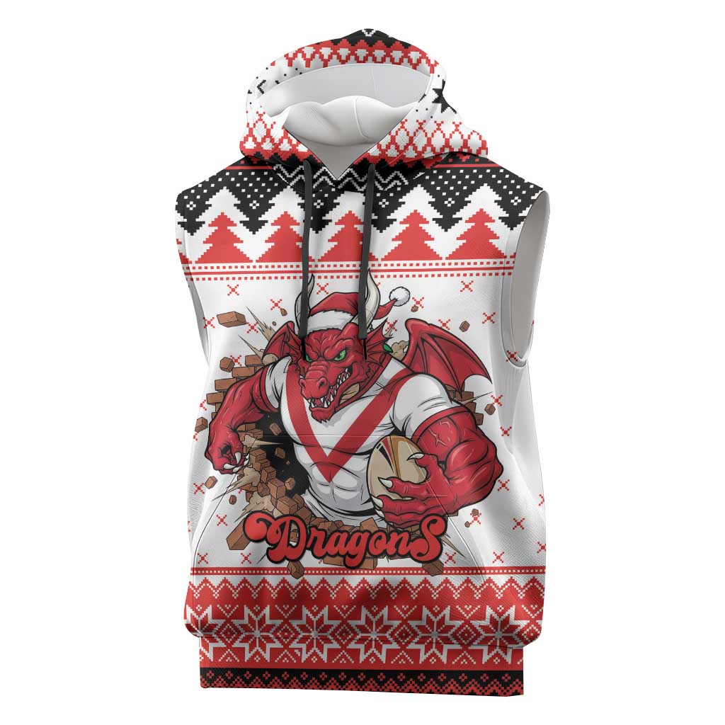Illawarra Dragons Fire Personalised Sleeveless Hoodie Christmas Rugby League Spirit - Aussie Hoodie