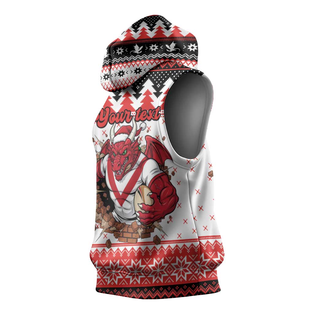 Illawarra Dragons Fire Personalised Sleeveless Hoodie Christmas Rugby League Spirit - Aussie Hoodie