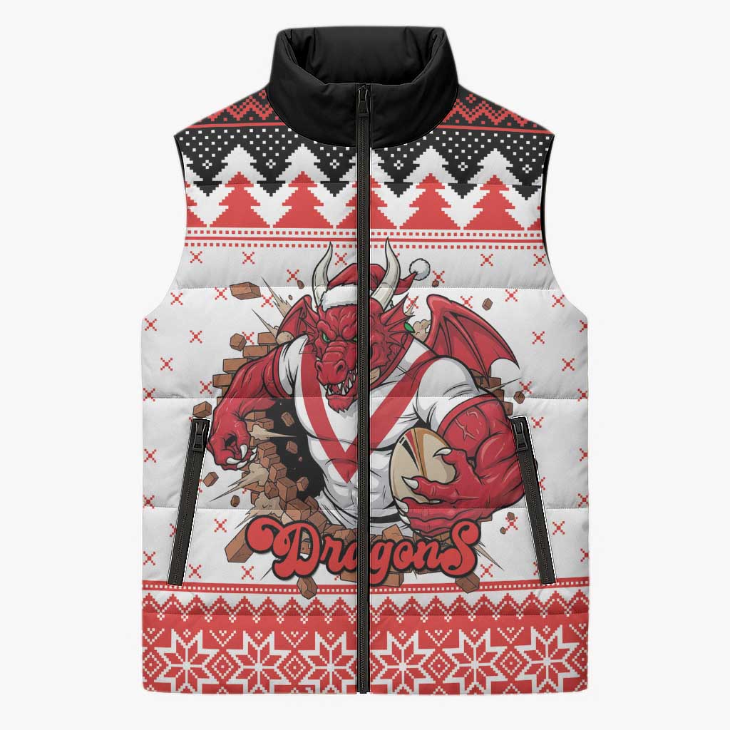 Illawarra Dragons Fire Personalised Sleeveless Puffer Jacket Christmas Rugby League Spirit - Aussie Hoodie