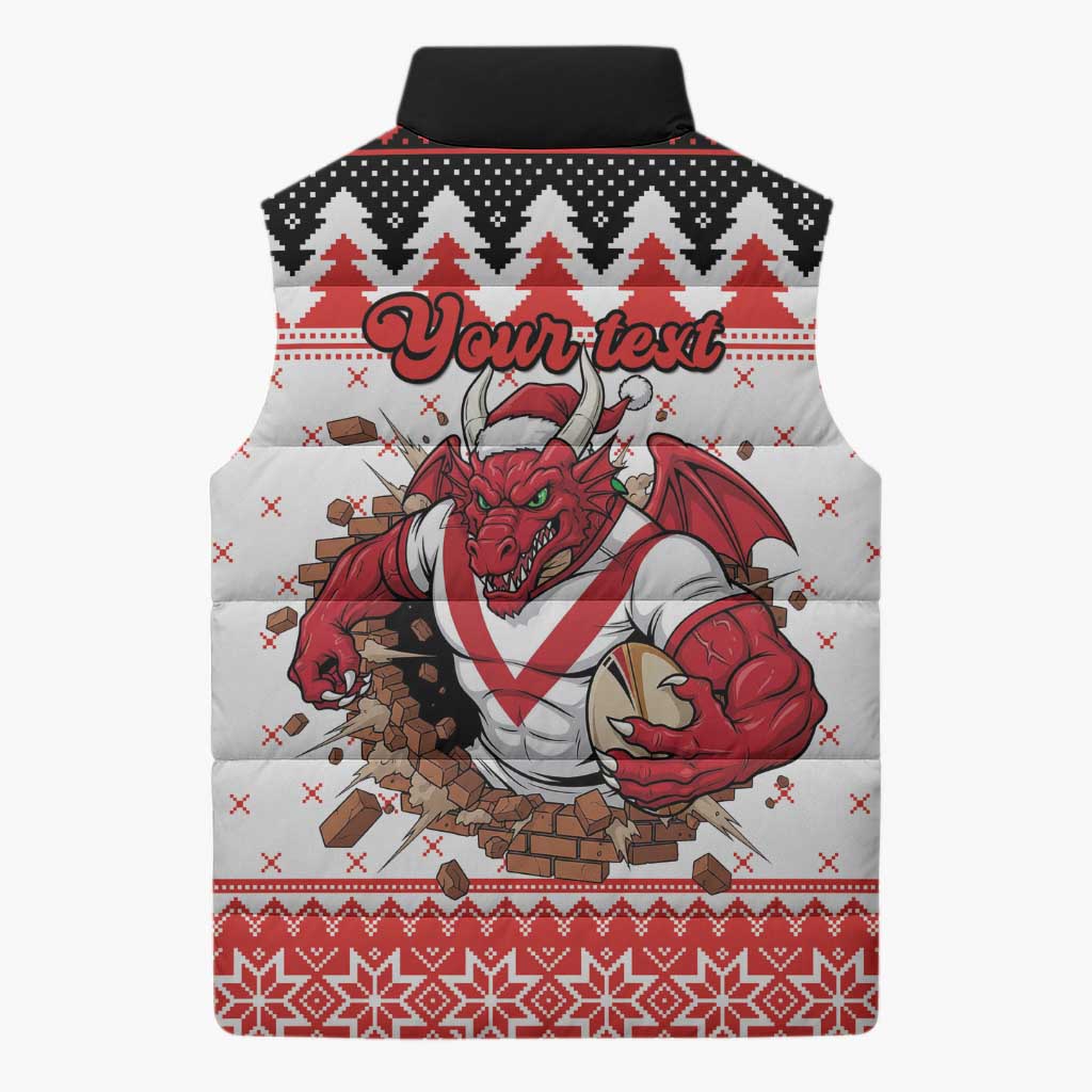 Illawarra Dragons Fire Personalised Sleeveless Puffer Jacket Christmas Rugby League Spirit - Aussie Hoodie