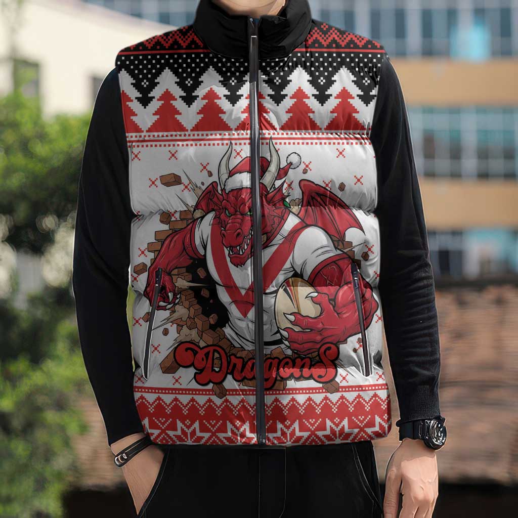 Illawarra Dragons Fire Personalised Sleeveless Puffer Jacket Christmas Rugby League Spirit - Aussie Hoodie