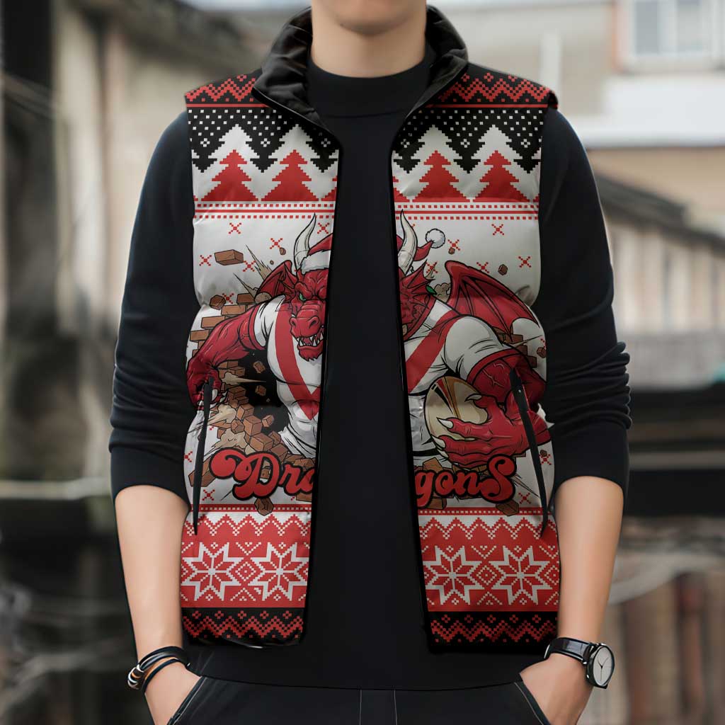 Illawarra Dragons Fire Personalised Sleeveless Puffer Jacket Christmas Rugby League Spirit - Aussie Hoodie