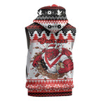 Illawarra Dragons Fire Personalised Sleeveless Zip Hoodie Christmas Rugby League Spirit LT9