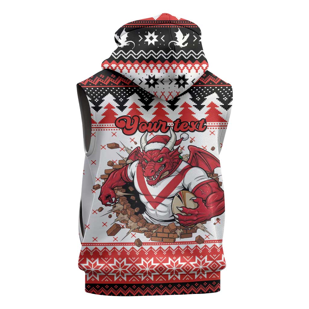 Illawarra Dragons Fire Personalised Sleeveless Zip Hoodie Christmas Rugby League Spirit LT9