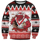 Illawarra Dragons Fire Personalised Sweatshirt Christmas Rugby League Spirit - Aussie Hoodie