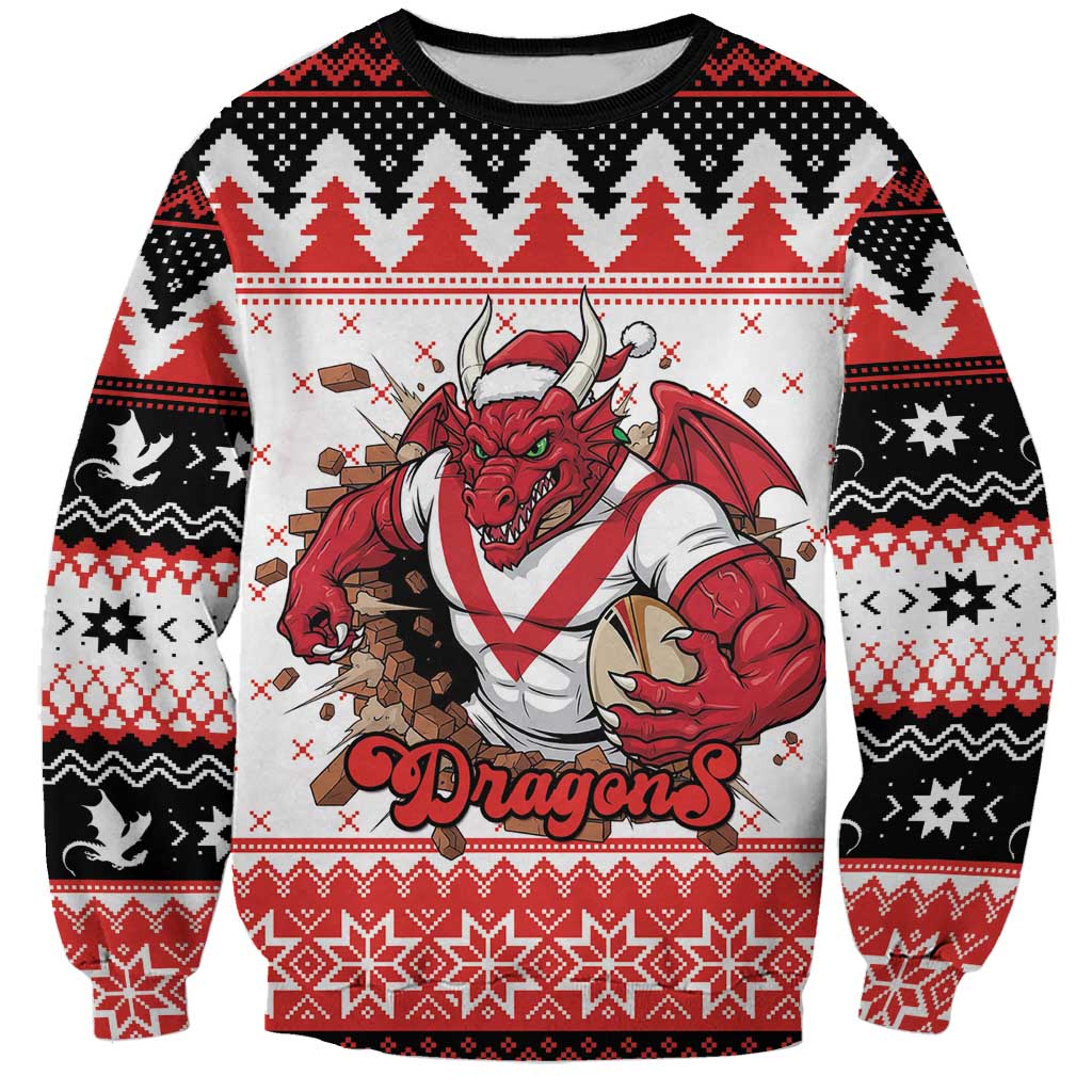 Illawarra Dragons Fire Personalised Sweatshirt Christmas Rugby League Spirit - Aussie Hoodie
