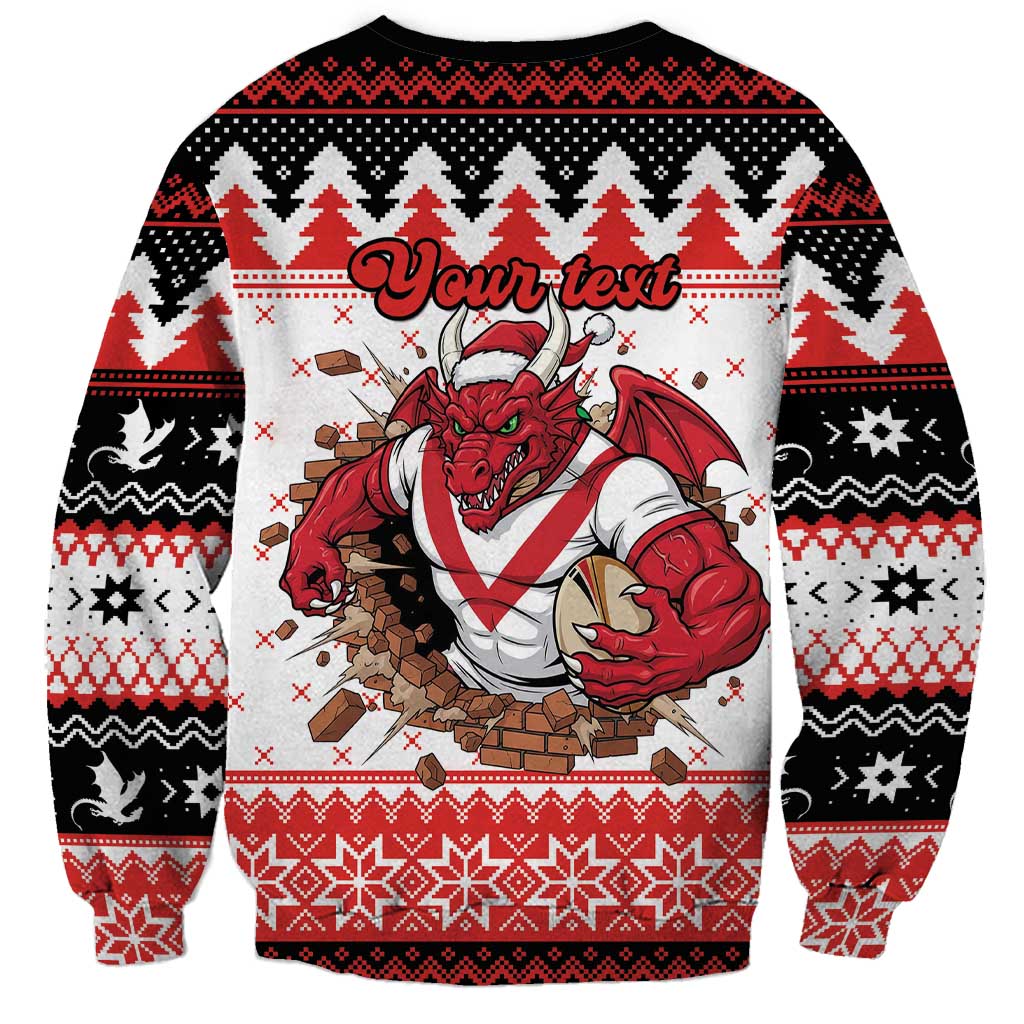Illawarra Dragons Fire Personalised Sweatshirt Christmas Rugby League Spirit - Aussie Hoodie