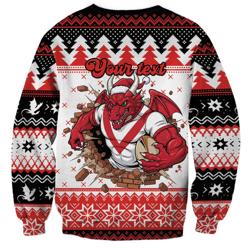 Illawarra Dragons Fire Personalised Sweatshirt Christmas Rugby League Spirit - Aussie Hoodie