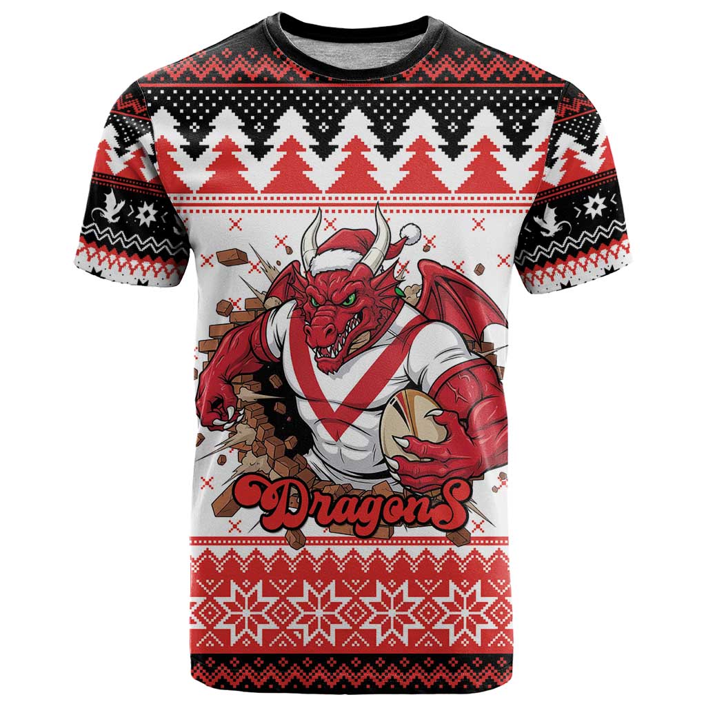 Illawarra Dragons Fire Personalised T Shirt Christmas Rugby League Spirit - Aussie Hoodie