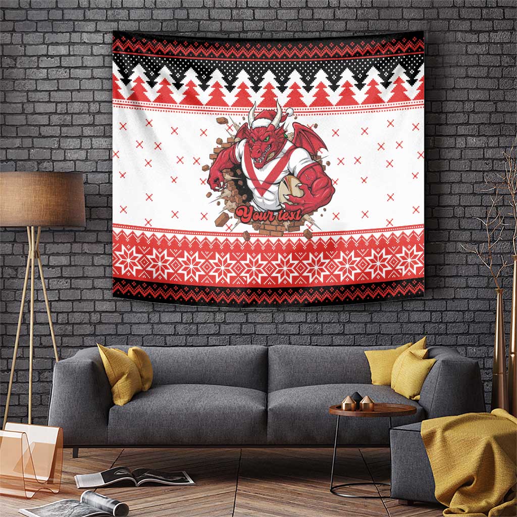 Illawarra Dragons Fire Personalised Tapestry Christmas Rugby League Spirit - Aussie Hoodie