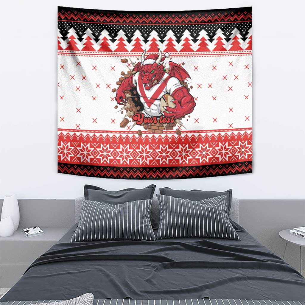 Illawarra Dragons Fire Personalised Tapestry Christmas Rugby League Spirit - Aussie Hoodie