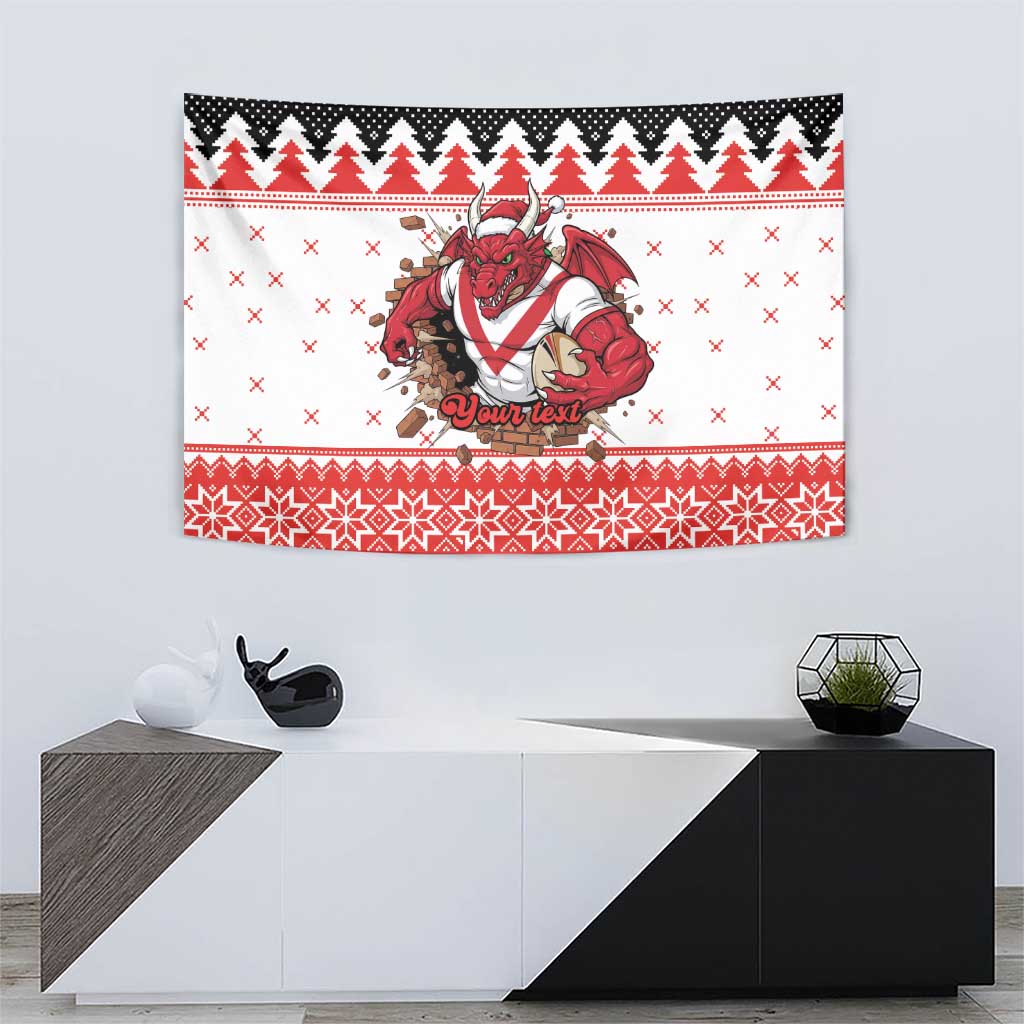 Illawarra Dragons Fire Personalised Tapestry Christmas Rugby League Spirit - Aussie Hoodie