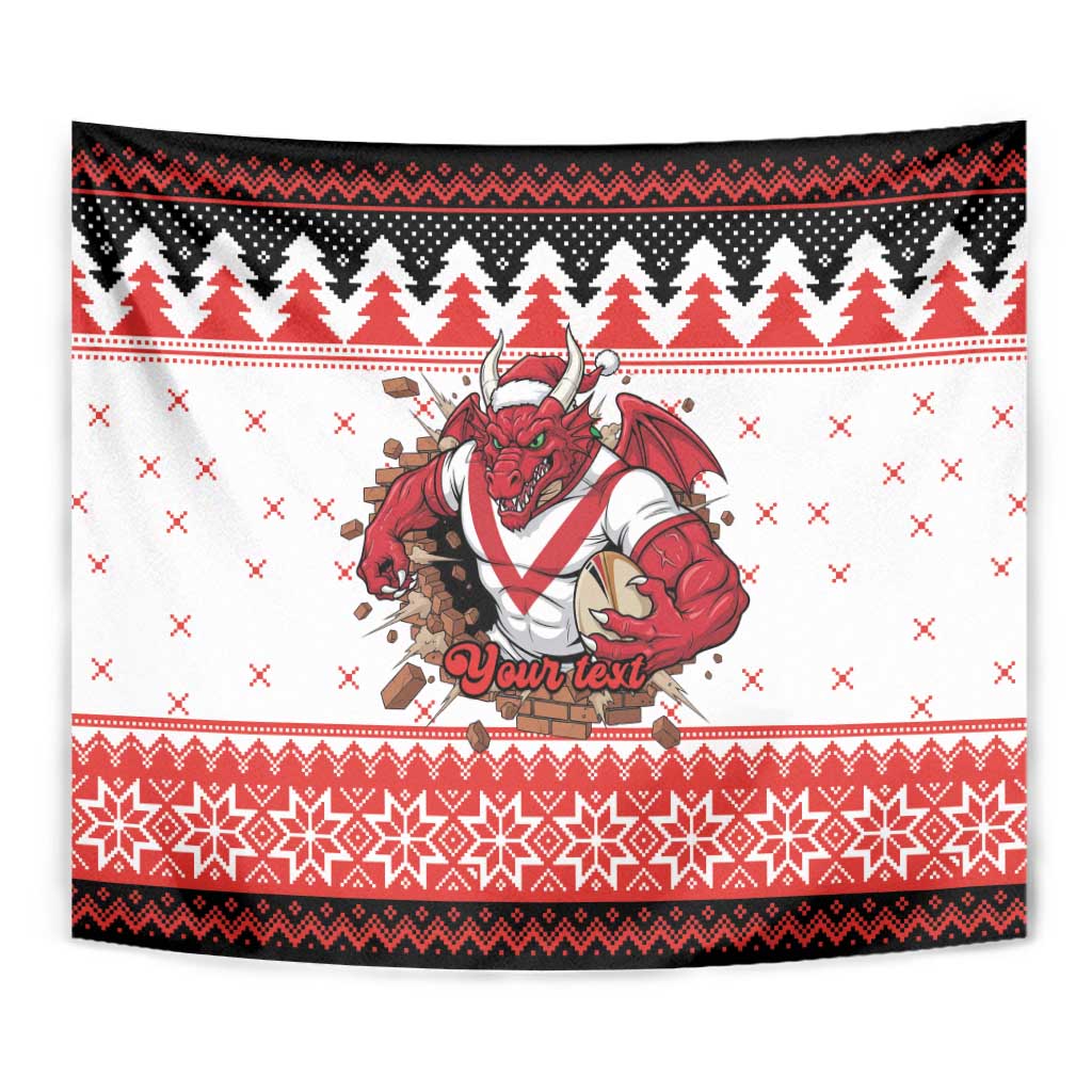 Illawarra Dragons Fire Personalised Tapestry Christmas Rugby League Spirit - Aussie Hoodie