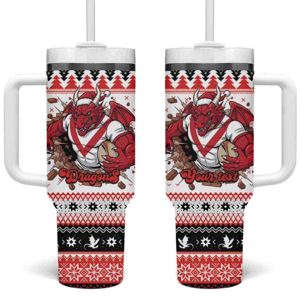 Illawarra Dragons Fire Personalised Tumbler With Handle Christmas Rugby League Spirit - Aussie Hoodie