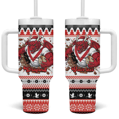 Illawarra Dragons Fire Personalised Tumbler With Handle Christmas Rugby League Spirit - Aussie Hoodie