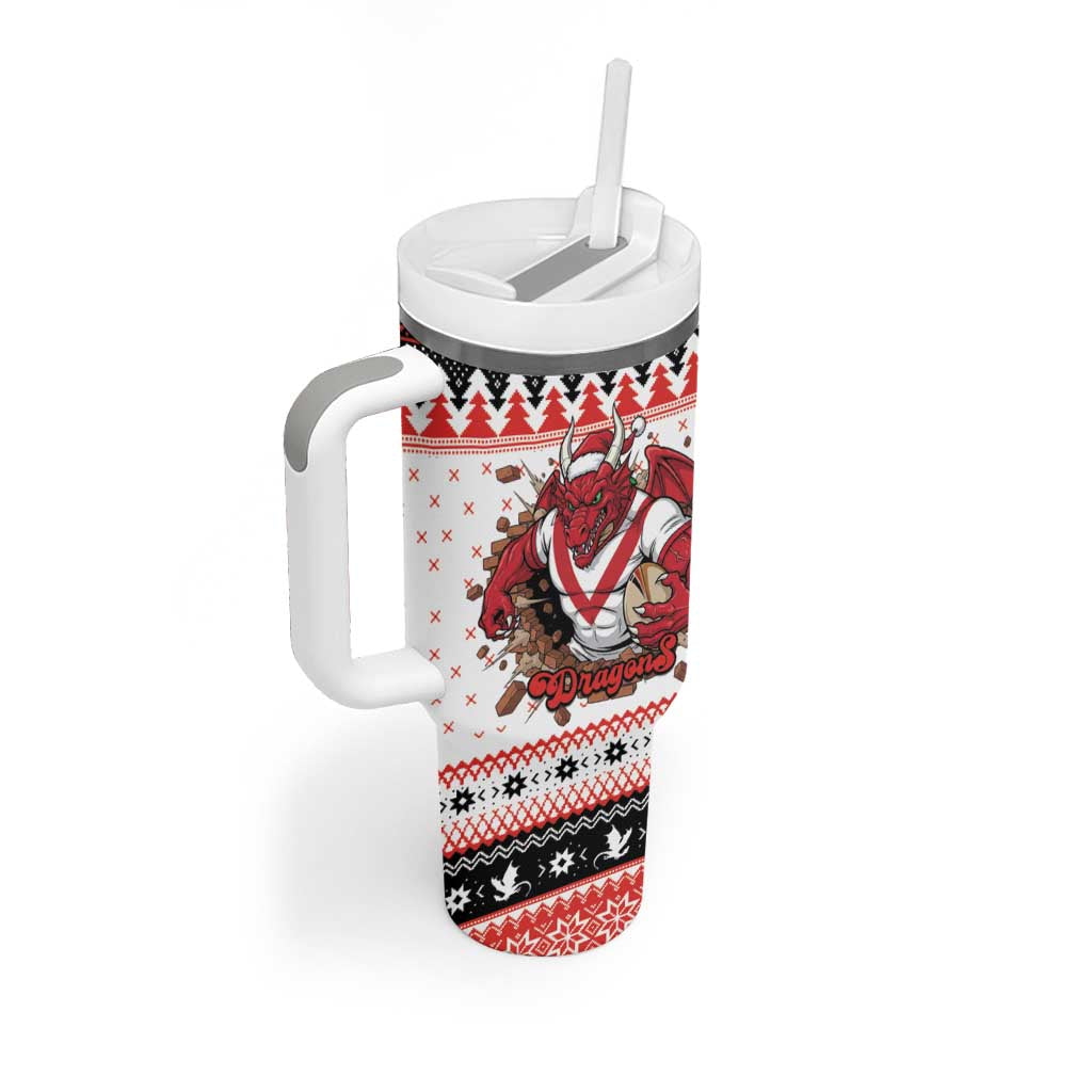 Illawarra Dragons Fire Personalised Tumbler With Handle Christmas Rugby League Spirit - Aussie Hoodie