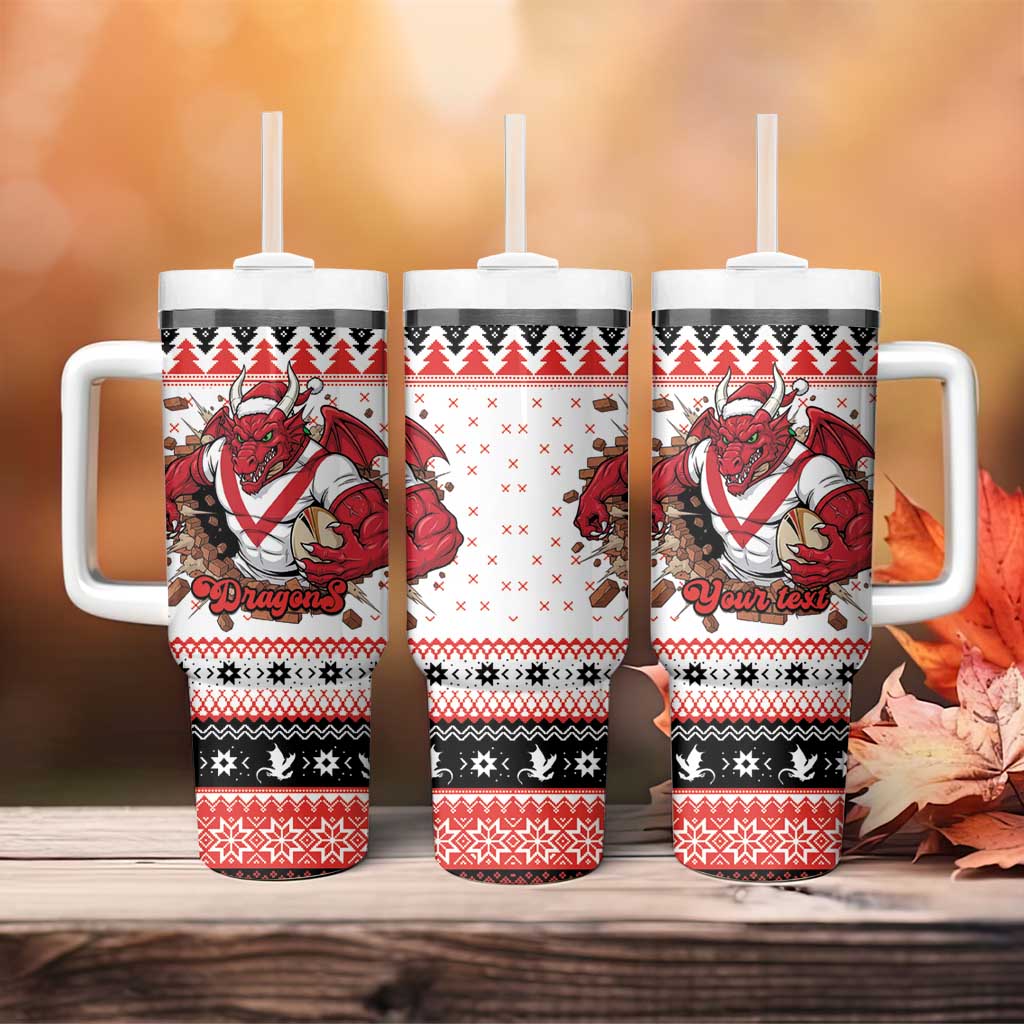 Illawarra Dragons Fire Personalised Tumbler With Handle Christmas Rugby League Spirit - Aussie Hoodie