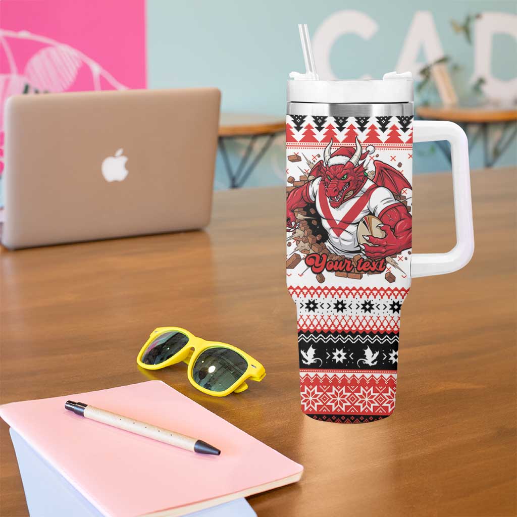 Illawarra Dragons Fire Personalised Tumbler With Handle Christmas Rugby League Spirit - Aussie Hoodie