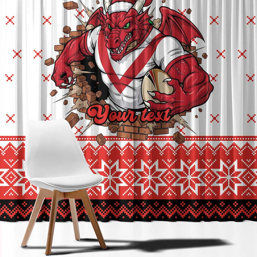 Illawarra Dragons Fire Personalised Window Curtain Christmas Rugby League Spirit - Aussie Hoodie