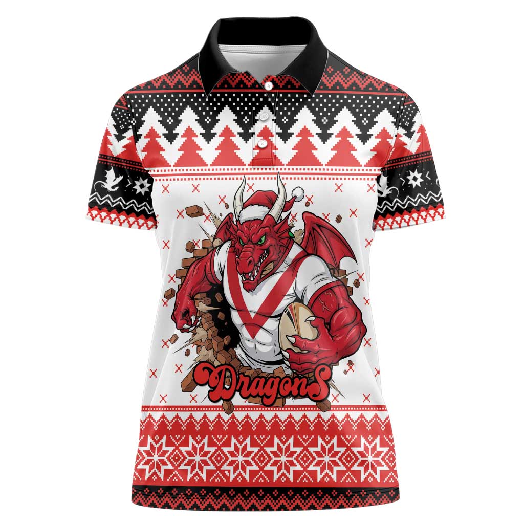 Illawarra Dragons Fire Personalised Women Polo Shirt Christmas Rugby League Spirit - Aussie Hoodie
