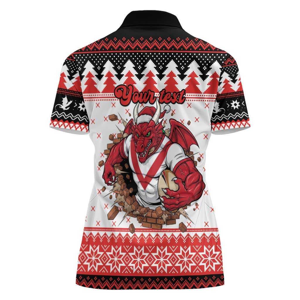 Illawarra Dragons Fire Personalised Women Polo Shirt Christmas Rugby League Spirit - Aussie Hoodie