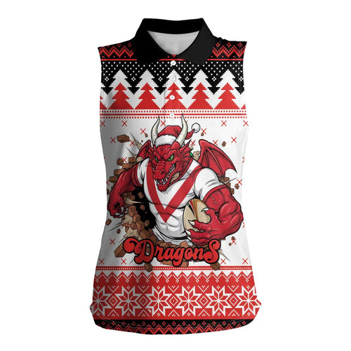 Illawarra Dragons Fire Personalised Women Sleeveless Polo Shirt Christmas Rugby League Spirit - Aussie Hoodie