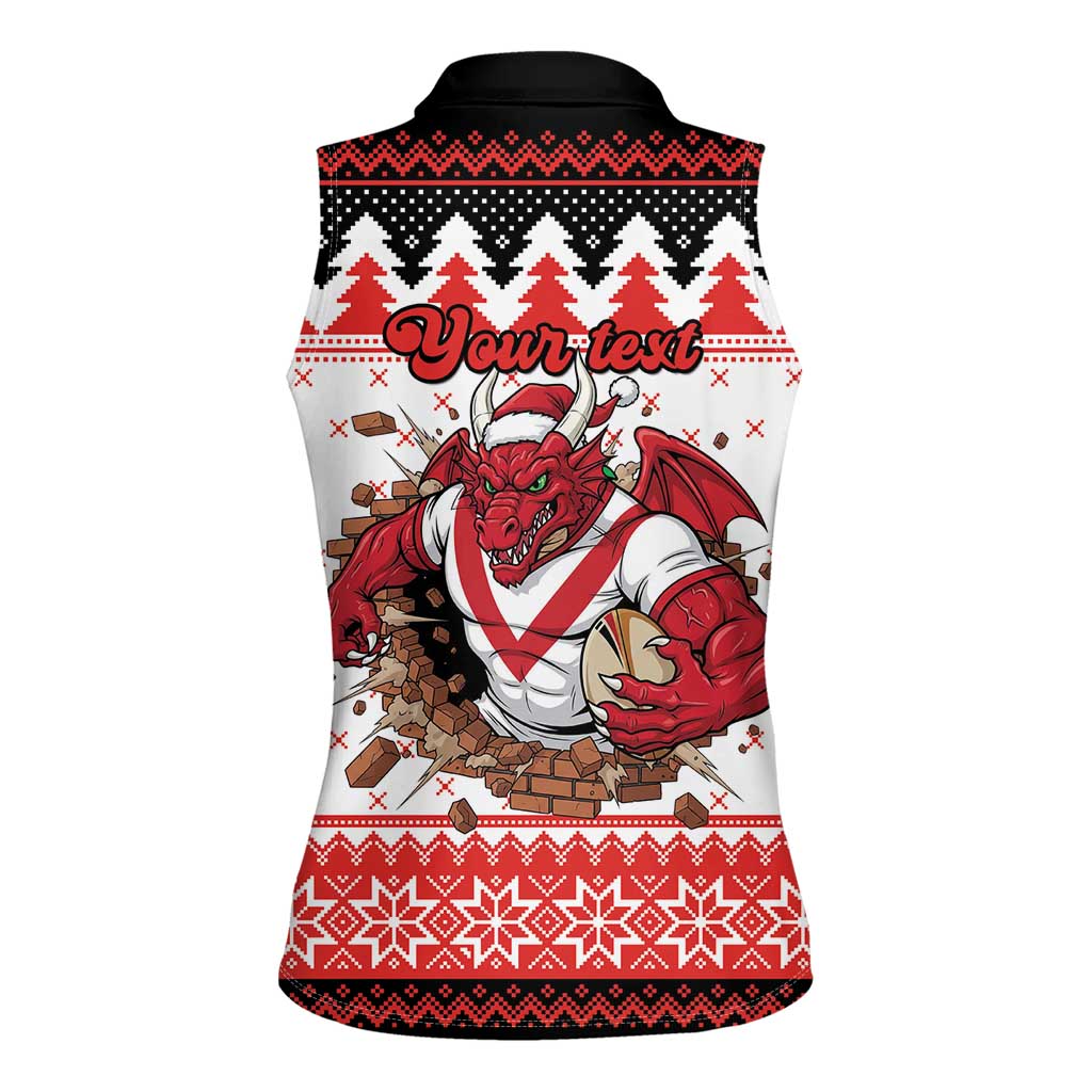 Illawarra Dragons Fire Personalised Women Sleeveless Polo Shirt Christmas Rugby League Spirit - Aussie Hoodie