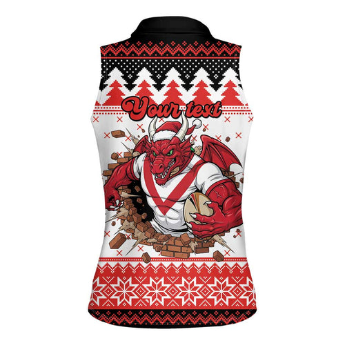 Illawarra Dragons Fire Personalised Women Sleeveless Polo Shirt Christmas Rugby League Spirit - Aussie Hoodie