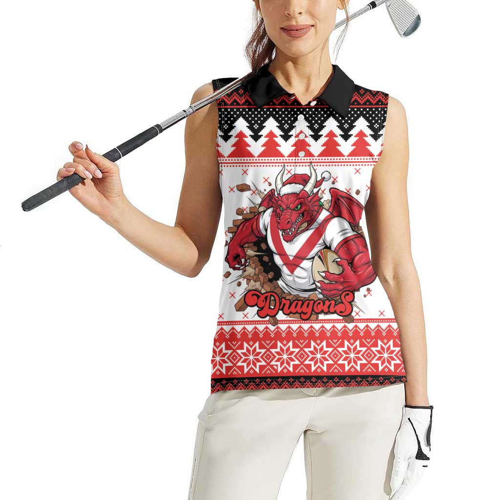 Illawarra Dragons Fire Personalised Women Sleeveless Polo Shirt Christmas Rugby League Spirit - Aussie Hoodie