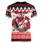 Illawarra Dragons Fire Personalised Women V-Neck T-Shirt Christmas Rugby League Spirit - Aussie Hoodie