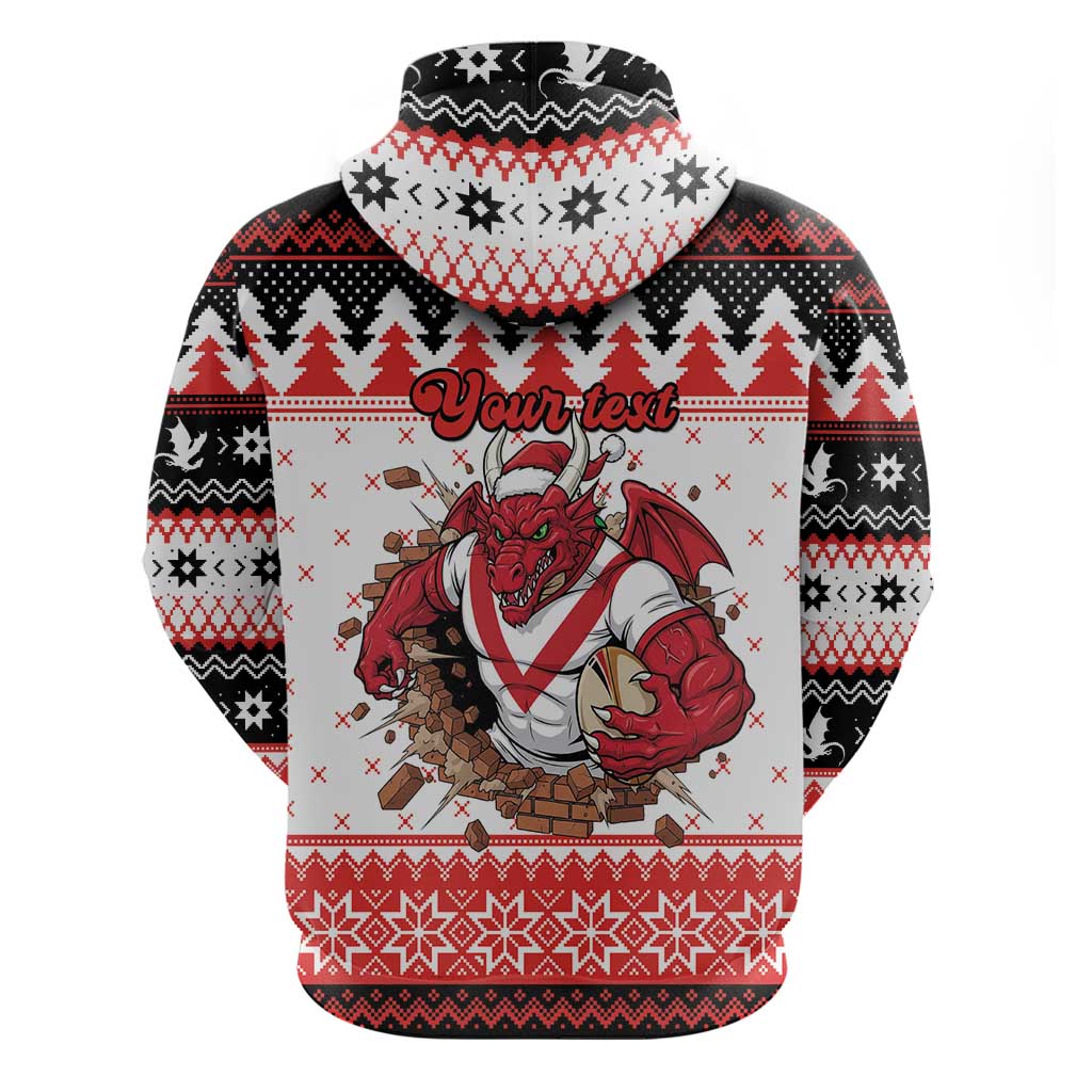 Illawarra Dragons Fire Personalised Zip Hoodie Christmas Rugby League Spirit - Aussie Hoodie