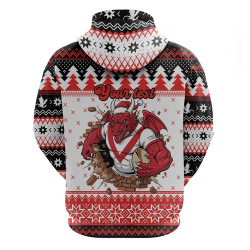 Illawarra Dragons Fire Personalised Zip Hoodie Christmas Rugby League Spirit - Aussie Hoodie